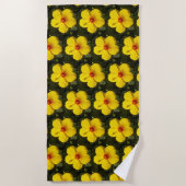Serviette De Plage Motif de fleurs d'Hibiscus jaune (Devant)