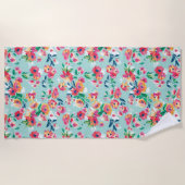 Serviette De Plage Motif de fleurs peint (Devant)