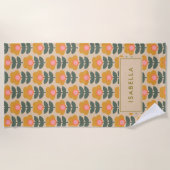 Serviette De Plage Motif de fleurs scandinave personnalisé (Devant)