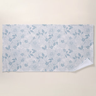 Serviette De Plage Motif de fleurs Vintages bleu clair