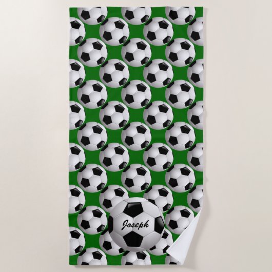 Serviette De Plage Motif de football personnalisé (Devant)