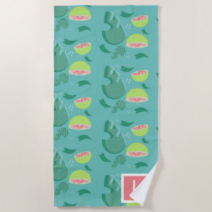 Serviette De Plage Motif de fruit vert rose de verdure de goyave