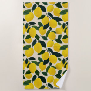 Serviette De Plage Motif de fruits d'agrumes Citrons d'été Méditerran