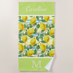 Serviette De Plage Motif de fruits de citron d'été Tropical Hip Perso