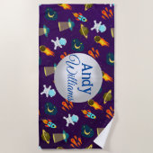 Serviette De Plage Motif de fusée de l'astronaute spatial (Devant)