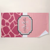 Serviette De Plage Motif de girafe rose (Devant)