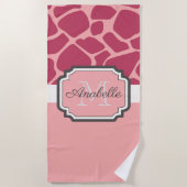 Serviette De Plage Motif de girafe rose (Devant)