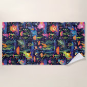 Serviette De Plage Motif de grenouilles néons vibrantes (Devant)