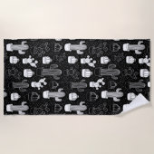 Serviette De Plage Motif de gribouillis noir et blanc (Devant)