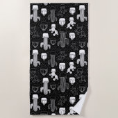 Serviette De Plage Motif de gribouillis noir et blanc (Devant)