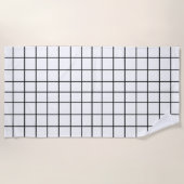Serviette De Plage Motif de grille blanc noir (Devant)
