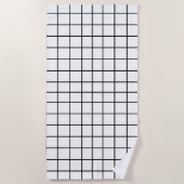 Serviette De Plage Motif de grille blanc noir (Devant)