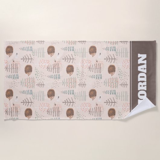 Serviette De Plage Motif de hérisson de bois mignon (Devant)