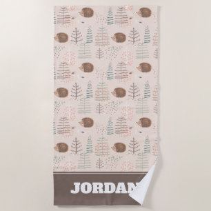 Serviette De Plage Motif de hérisson de bois mignon