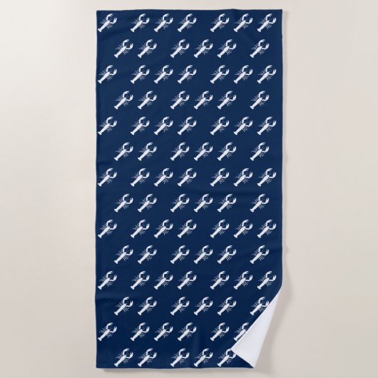 Serviette De Plage Motif de homard bleu marine (Devant)