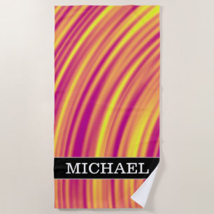 Serviette De Plage Motif de jaune, orange et par pourpre courbé