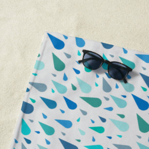 Serviette De Plage Motif de jour pluvieux avec gouttes bleues