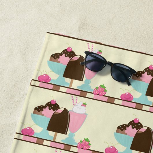 Serviette De Plage Motif de la crème glacée douce (En situation)