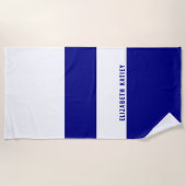Serviette De Plage Motif de la Marine Bleu et Blancs (Devant)