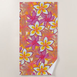 Serviette De Plage Motif de la plumeria de l'imprimerie hawaïenne