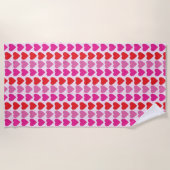 Serviette De Plage Motif de la Saint-Valentin Cœurs Fuchsia Rose Roug (Devant)
