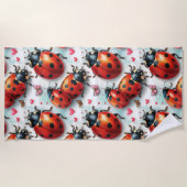 Serviette De Plage Motif de ladybug pour la Saint-Valentin (Devant)