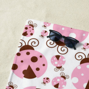 Serviette De Plage Motif De Ladybugs, Mignons Ladybugs, Pink Ladybugs