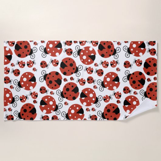 Serviette De Plage Motif De Ladybugs, Mignons Ladybugs, Red Ladybugs (Devant)