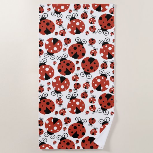Serviette De Plage Motif De Ladybugs, Mignons Ladybugs, Red Ladybugs (Devant)