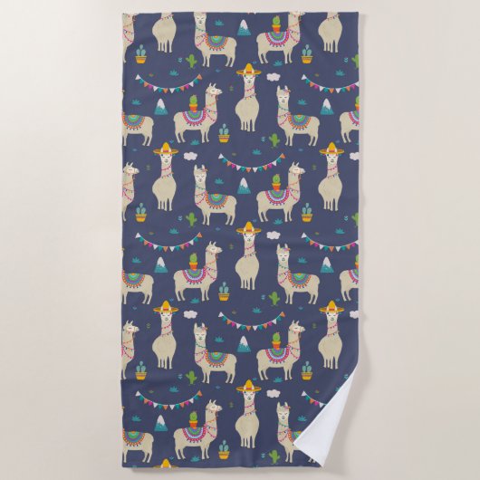 Serviette De Plage Motif de lama de célébration (Devant)