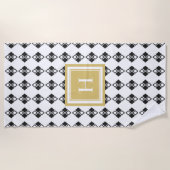 Serviette De Plage Motif de l'arlequin moderne Monogramme (Devant)