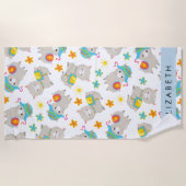 Serviette De Plage Motif De Llamas, Alpacas, Fleurs, Votre Nom (Devant)