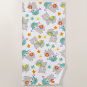 Serviette De Plage Motif De Llamas, Cute Llamas, Alpacas, Fleurs (Devant)