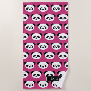 Serviette De Plage Motif de l'ours rose Panda Kawaii Enfants personna
