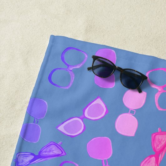 Serviette De Plage Motif de lunettes de soleil funky (En situation)