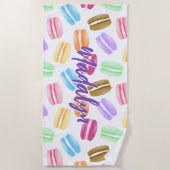 Serviette De Plage motif de macarons colorés (Devant)