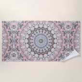 Serviette De Plage Motif de mandala rose gris et blanc (Devant)