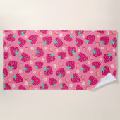 Serviette De Plage Motif de marguerite arc-en-ciel fraise (Devant)