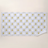 Serviette De Plage Motif de marguerite jaune blanc (Devant)