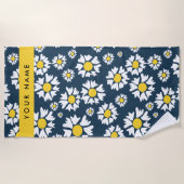 Serviette De Plage Motif de marguerite, marguerites blanches, Votre n (Devant)