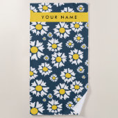 Serviette De Plage Motif de marguerite, marguerites blanches, Votre n (Devant)