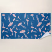 Serviette De Plage Motif de méduse de l'océan bleu profond (Devant)