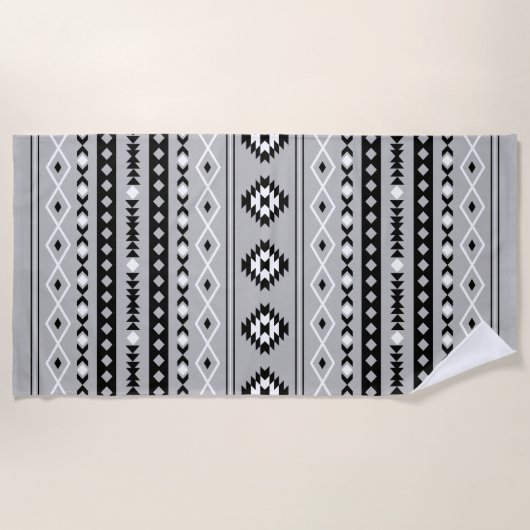 Serviette De Plage Motif de motifs mixtes noir blanc aztèque (Devant)