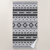 Serviette De Plage Motif de motifs mixtes noir blanc aztèque (Devant)
