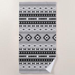 Serviette De Plage Motif de motifs mixtes noir blanc aztèque