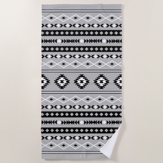 Serviette De Plage Motif de motifs mixtes noir blanc aztèque (Devant)