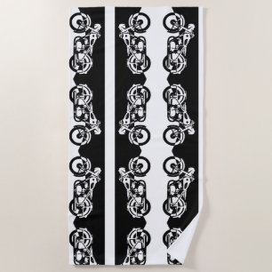Serviette De Plage Motif de moto de rue noir et blanc