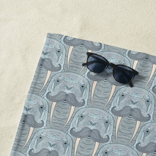 Serviette De Plage Motif de moustache de morse (En situation)