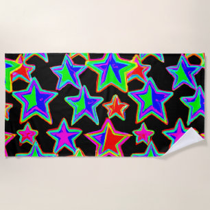 Serviette De Plage Motif de néon lumineux en étoile