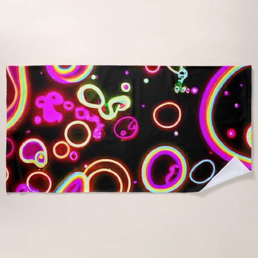Serviette De Plage Motif de néon vibrant (Devant)
